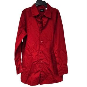 Boys 10 Red Point Collar Long Sleeve Dress Shirt Formal Wedding Fancy Christmas